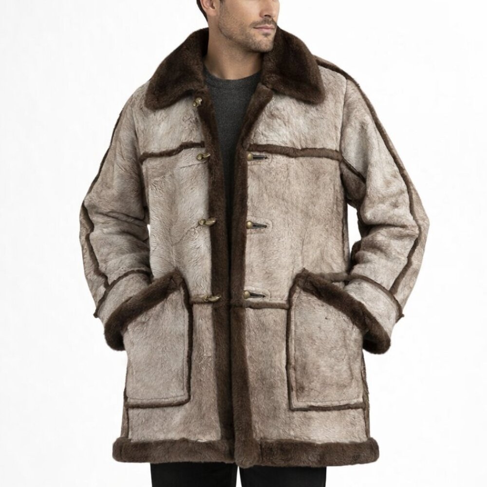 Vintage Men’s Shearling Coat | Genuine Sheepskin | Fur Lined